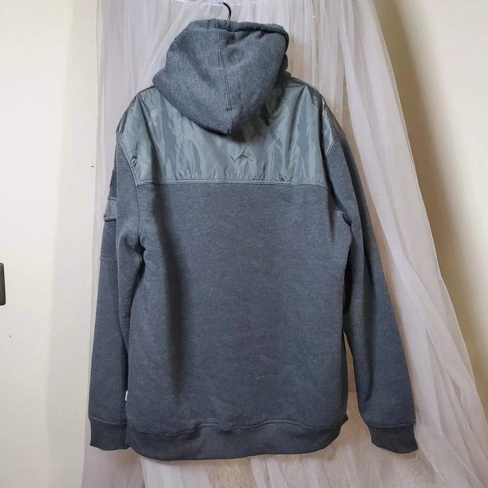 SouthPole Jacket XXL Gray Full Zip Fleece Lined‎ Hooded Chore Coat Y2K Retro